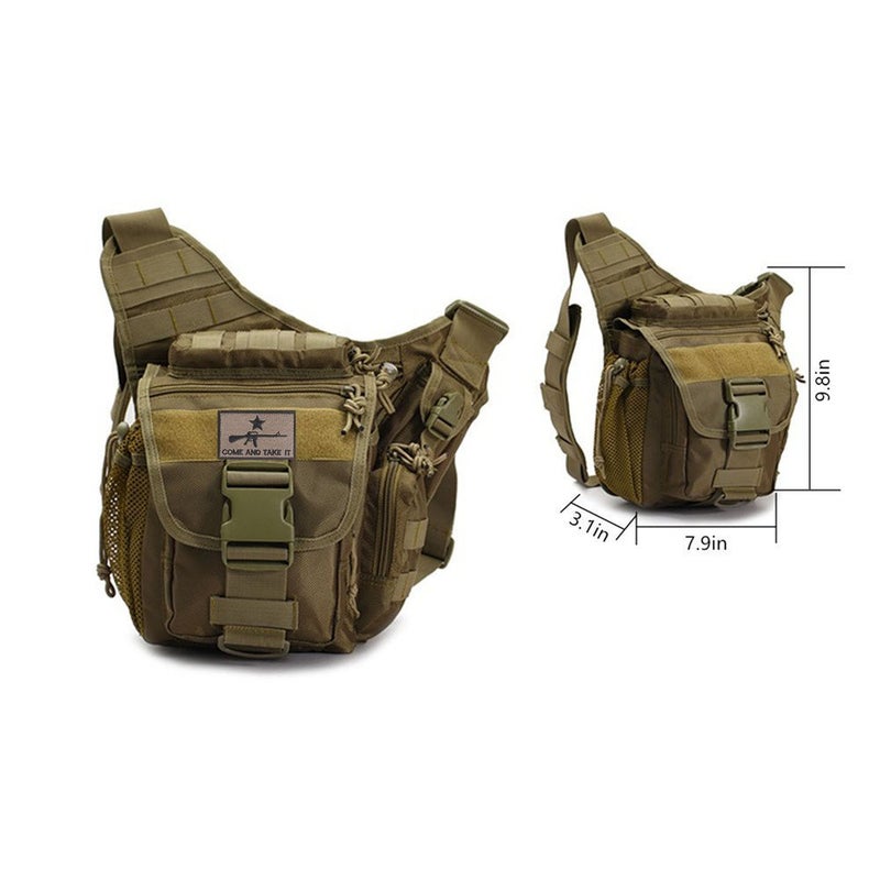 Klau Sport Outdoor Military Women and Men's Multi-functional Tactical Messenger Shoulder Bag with Patch for Hunting Hiking Climbing Khaki - Image 2